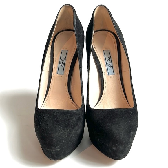 Prada Nero Camoscio Basic Platform Pumps - Picture 2 of 10